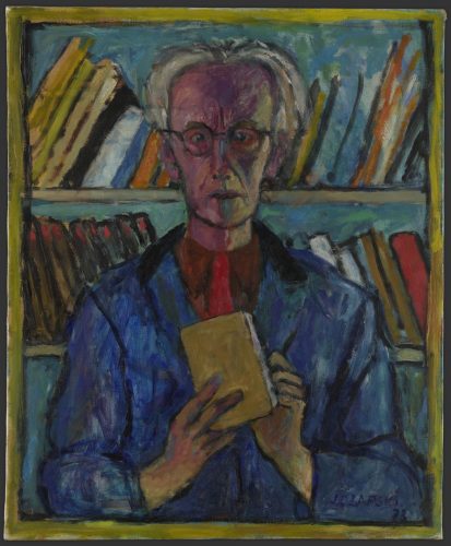 Józef Czapski, Autoportret z książkami, portret, malarstwo polskie, sztuka xx w., Niezła Sztuka
