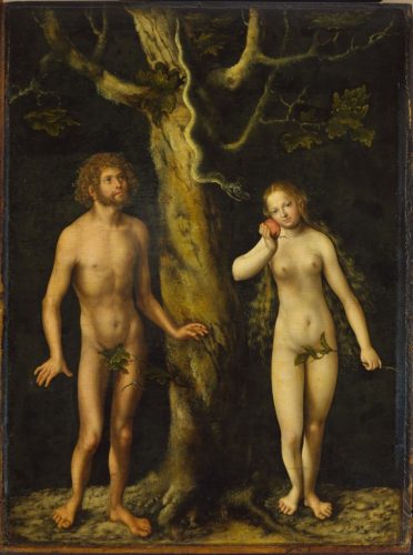 Lucas Cranach starszy, Adam i Ewa, malarstwo, niezła sztuka
