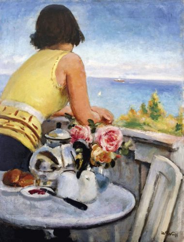 Wojciech Weiss, Haneczka, córka artysty, na balkonie ‘Rossetówki’ (Na balkonie), malarstwo, niezła sztuka