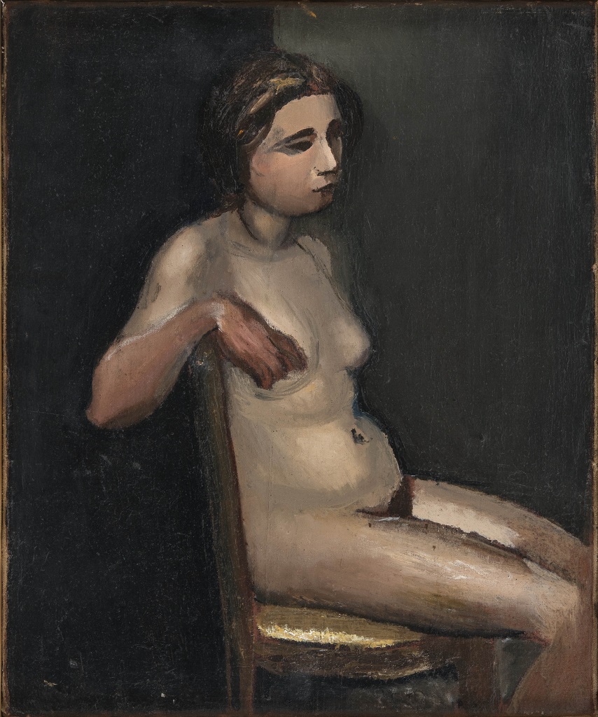 Artur Nacht-Samborski, Akt kobiety siedzącej na krześle, malarstwo, sztuka polska, sztuka współczesna, sztuka XX w., niezła sztuka