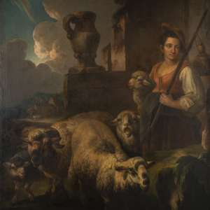 Johann Heinrich Roos, Pasterka z trzodą, malarstwo, sztuka XVII w., niezła sztuka