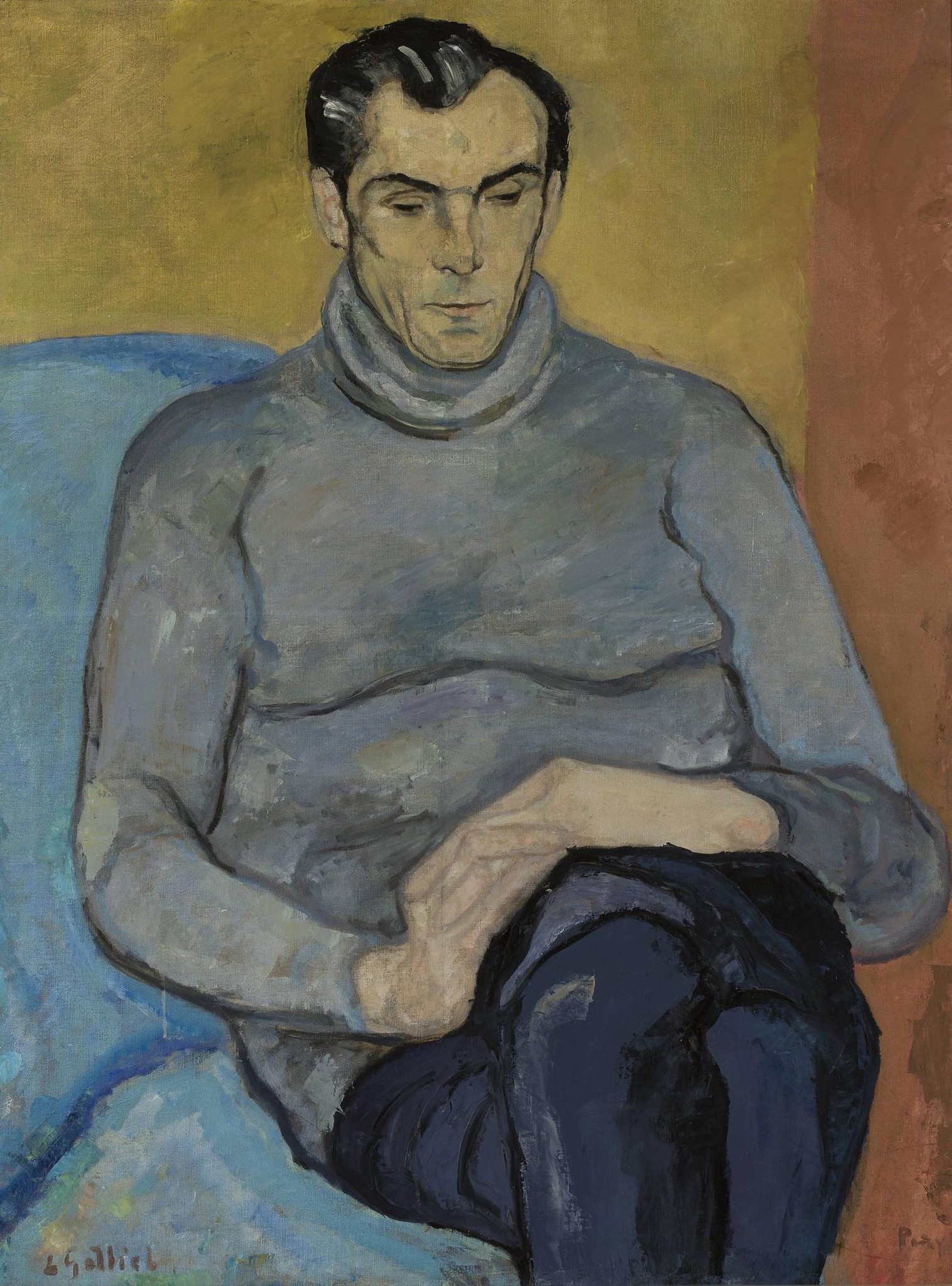 Leopold Gottlieb, Portret mężczyzny w szarym swetrze | ok. 1930, Muzeum Narodowe w Warszawie