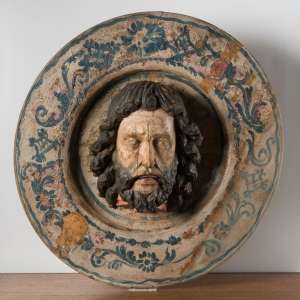 Głowa św. Jana Chrzciciela na misie, rzeźba, drewno, XV w., sztuka sakralna, niezła sztuka