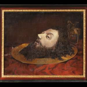 Głowa św. Jana Chrzciciela na misie, malarstwo, religia, portret, sztuka XIX w., niezła sztuka