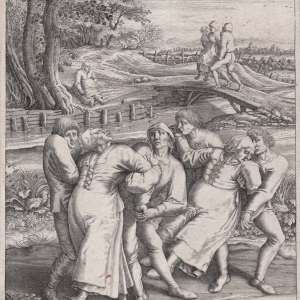 Hendrik Hondius, Pielgrzymka epileptyczek do kościoła św. Jana Chrzciciela w Molenbeck, grafika, sztuka XVII w., niezła sztuka