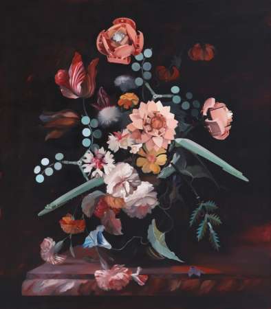 Katarzyna Moczulska, The Human Garden after Rachel Ruysh, malarstwo, sztuka polska, sztuka współczesna, martwa natura, niezła sztuka