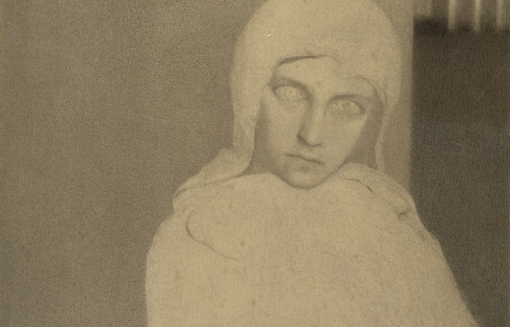 Mieczysław Jakimowicz, Przeczucie, grafika, tusz na papierze, sztuka polska, sztuka współczesna, niezła sztuka, portret