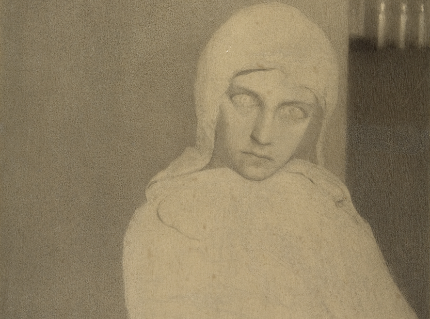 Mieczysław Jakimowicz, Przeczucie, grafika, tusz na papierze, sztuka polska, sztuka współczesna, niezła sztuka, portret