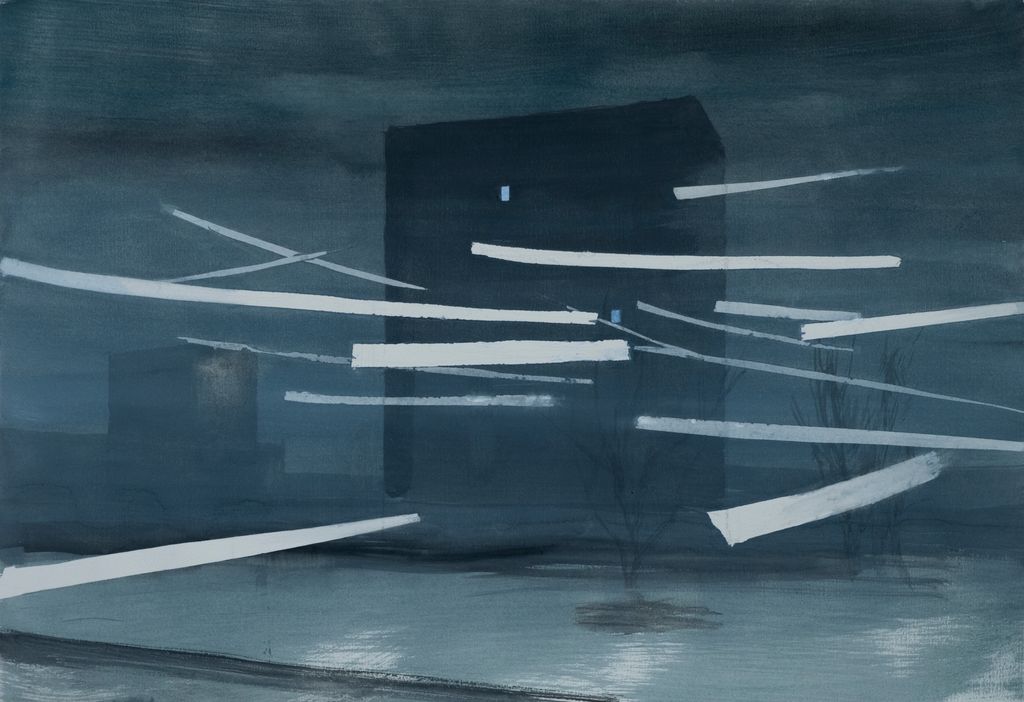 Patryk Staruch, Peryferia, śnieżyca, malarstwo, sztuka polska, sztuka nowoczesna, pejzaż, niezła sztuka