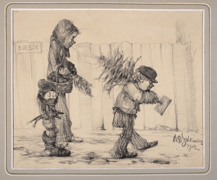 Witold Wojtkiewicz, Biedota z choinką, malarstwo, sztuka polska, sztuka współczesna, niezła sztuka, grafika