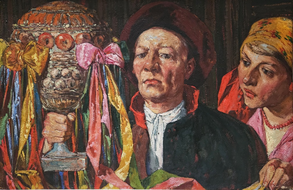 Ludwik Stasiak, Autoportret z różdżka weselną, sztuka polska, malarstwo, sztuka XIX w., sztuka XX w portret, niezła sztuka