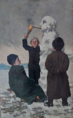 Ludwik Stasiak, Zabawy dziecięce, scena rodzajowa, malarstwo, sztuka polska, sztuka XIX w., sztuka XX w., niezła sztuka