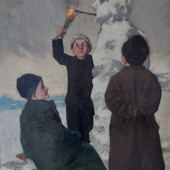 Ludwik Stasiak, Zabawy dziecięce, scena rodzajowa, malarstwo, sztuka polska, sztuka XIX w., sztuka XX w., niezła sztuka