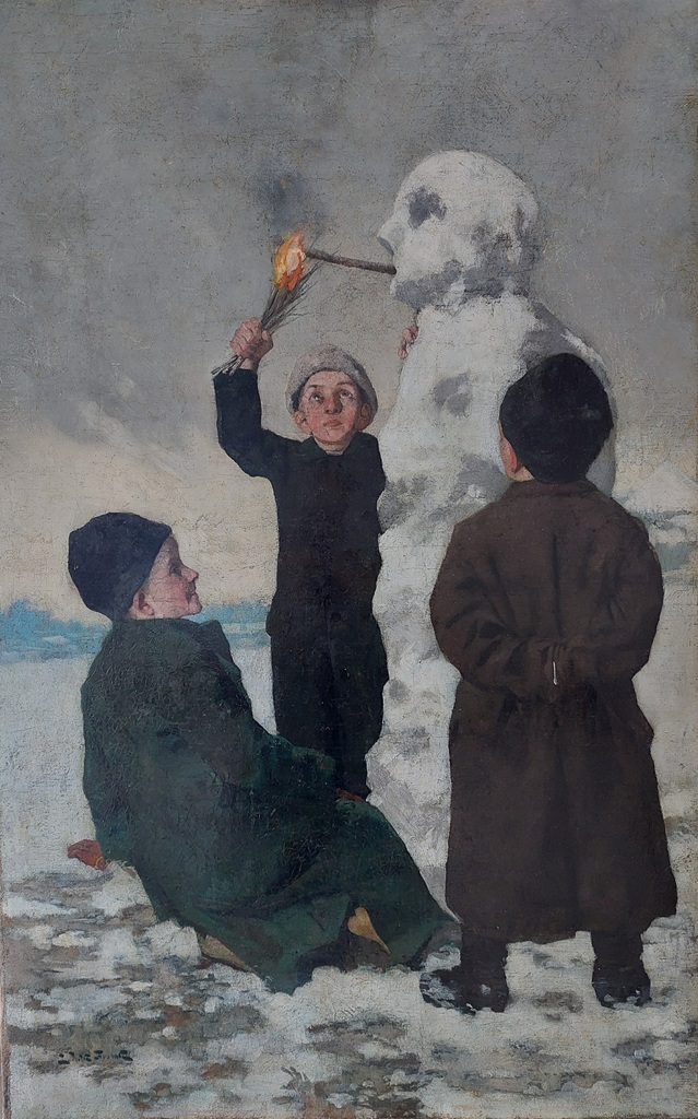 Ludwik Stasiak, Zabawy dziecięce, scena rodzajowa, malarstwo, sztuka polska, sztuka XIX w., sztuka XX w., niezła sztuka