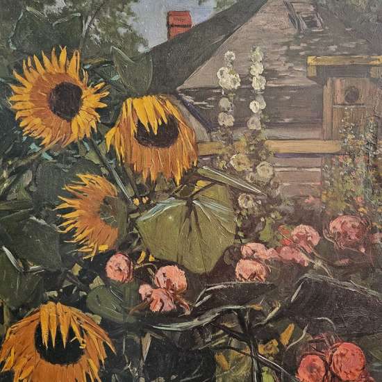 Ludwik Stasiak, Słoneczniki, pejzaż, malarstwo, sztuka polska, sztuka XIX w., sztuka XX w., niezła sztuka