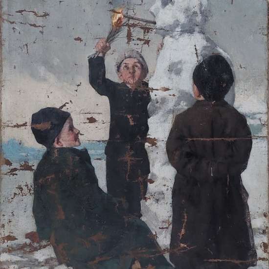 Ludwik Stasiak, Zabawy dziecięce, scena rodzajowa, malarstwo, sztuka polska, sztuka XIX w., sztuka XX w., niezła sztuka