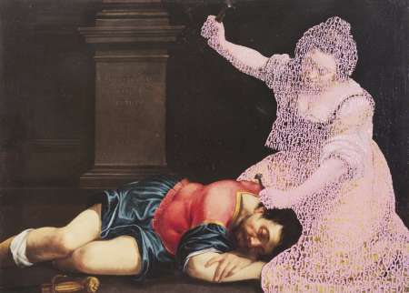 Betty Tompkins, Women Words Painting (Artemisia Gentileschi #2), malarstwo, sztuka współczesna, sztuka kobiet, portret, sztuka dawna, niezła sztuka