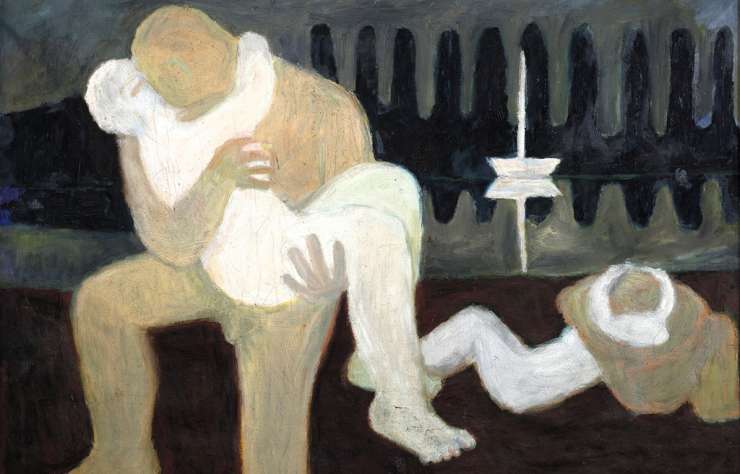 Anna Szpakowska-Kujawska, Kochankowie, malarstwo, olej na płótnie, sztuka polska, sztuka XX w., niezła sztuka