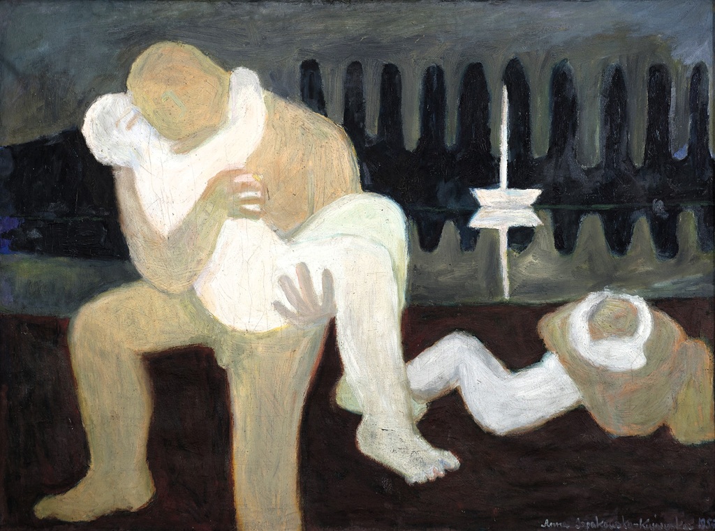 Anna Szpakowska-Kujawska, Kochankowie, malarstwo, olej na płótnie, sztuka polska, sztuka XX w., niezła sztuka