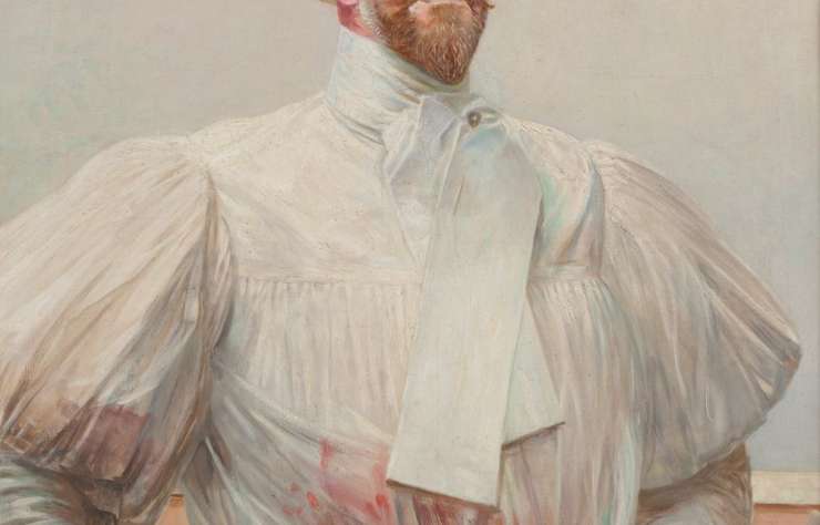 Jacek Malczewski, Autoportret w białym stroju, autoportret, sztuka polska, sztuka XX w., symbolizm, niezła sztuka