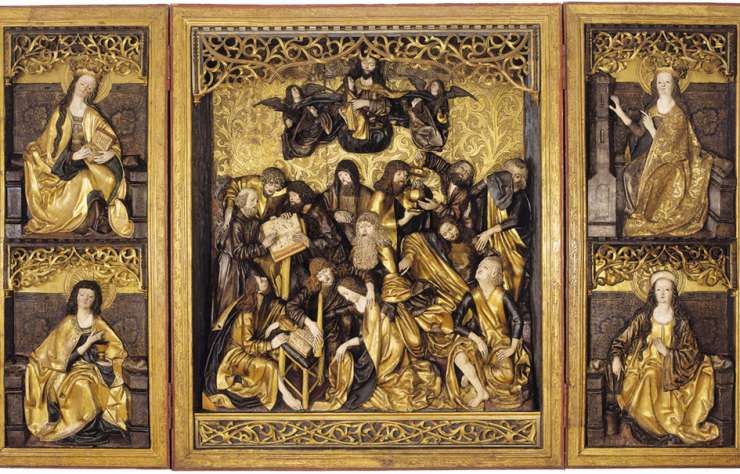 Zaśnięcie Marii, poliptyk, sztuka sakralna, sztuka XV w., kościół, rzeźba, niezła sztuka