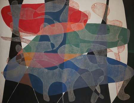 Maria Jarema, Penetracje I, tempera, monotypia, malarstwo, sztuka polska, sztuka nowoczesna, modernizm, niezła sztuka