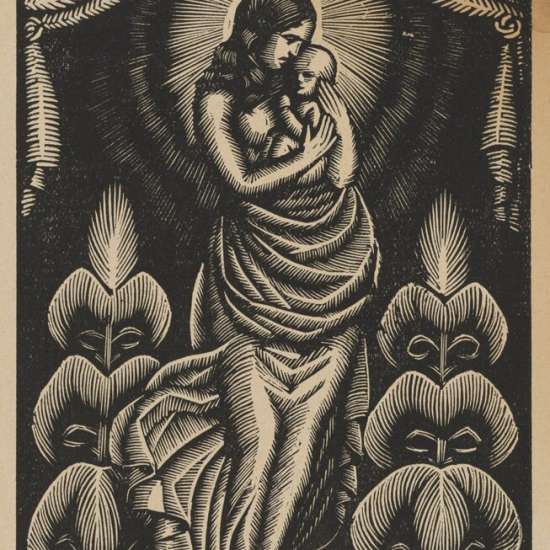 Władysław Skoczylas, Mała Matka Boska, grafika, drzeworyt, sztuka polska, sztuka XX w., niezła sztuka, art deco, sacrum