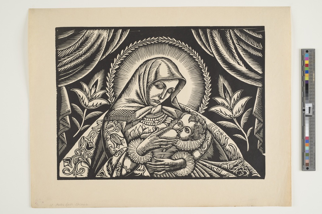 Władysław Skoczylas, Matka Boska Karmiąca, drzeworyt, grafika, sztuka polska, sztuka współczesna, niezła sztuka, sacrum, art deco