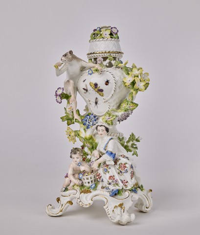 Potpourri - naczynie na wonności, manufaktura porcelany w Miśni, ok. 1750, ceramika, flakon, wazon, niezła sztuka, sztua XVIII w.,