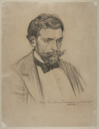 Józef Mehoffer, Portret Stanisława Wyspiańskiego, portret, rysunek, niezła sztuka, sztuka polska, sztuka XIX w.,
