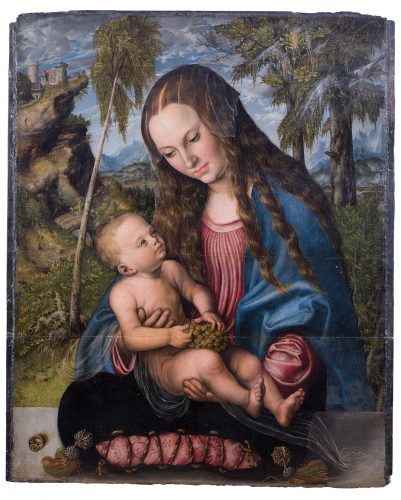 Lucas Cranach starszy, Madonna pod jodłami, malarstwo niemieckie, sztuka XVI w., renesans, niezła sztuka