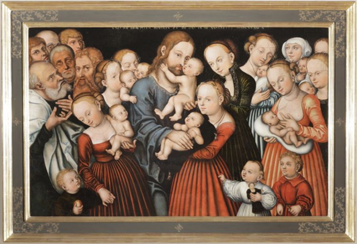 Lucas Cranach st. (1472–1553), Chrystus i dzieci,malarstwo niemieckie, sztuka XVI w., renesans, niezła sztuka